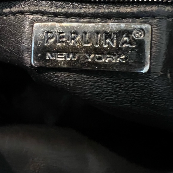 Perlina NY Black Leather Drawstring Magnetic Flap Closure Backpack Backzip Entry main image 13
